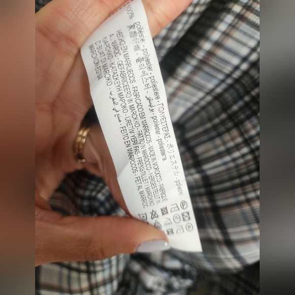 Zara Satin Effect long sleeve dress womens size Large academia plaid classic - Picture 14 of 16